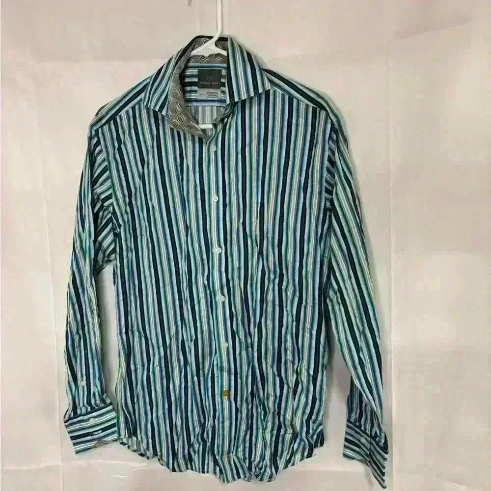 Mens size small Thomas dean button up shirt, #O516